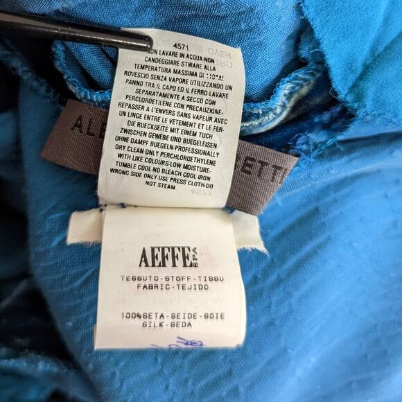 Alberta Ferretti Blue Velvet Sleeveless Wrap Dress Size 8 Women's Preowned FLAWS - Picture 9 of 9